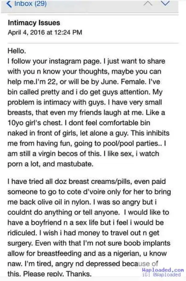 My Small Breasts Are Affecting My S*x Life, I Feel Ashamed - Young Girl Confesses